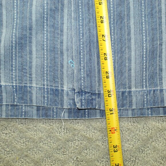 Vintage 90s Tommy Bahama Men's Size L 100% Silk Blue Striped Casual Button Down - Picture 4 of 5